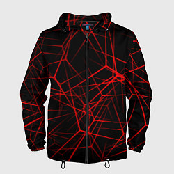 Ветровка с капюшоном мужская Intersecting red rays, цвет: 3D-черный