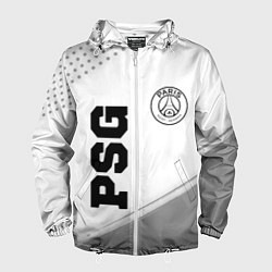 Ветровка с капюшоном мужская PSG sport на светлом фоне: символ и надпись вертик, цвет: 3D-белый