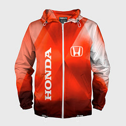 Ветровка с капюшоном мужская Honda - красная абстракция, цвет: 3D-белый