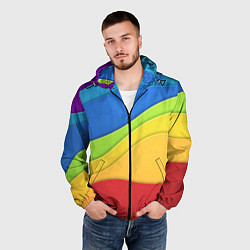 Ветровка с капюшоном мужская Семь цветов радуги, цвет: 3D-черный — фото 2