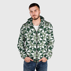 Ветровка с капюшоном мужская Зеленый калейдоскоп, цвет: 3D-черный — фото 2