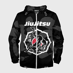 Ветровка с капюшоном мужская Jiu-jitsu throw logo, цвет: 3D-белый