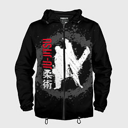 Ветровка с капюшоном мужская Jiu jitsu splashes, цвет: 3D-черный