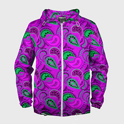 Ветровка с капюшоном мужская Turkish cucumber raspberry and green background, цвет: 3D-белый