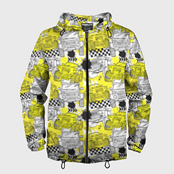 Ветровка с капюшоном мужская Авто и клякса, цвет: 3D-черный