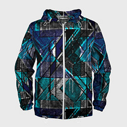 Мужская ветровка Сине - черная гранжевая абстракция