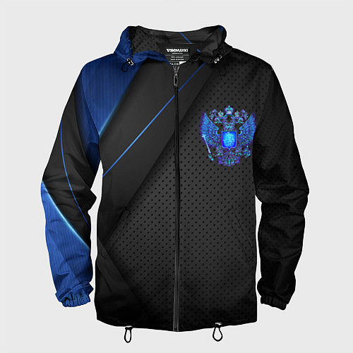 Мужская ветровка Черно-синий герб России / 3D-Черный – фото 1