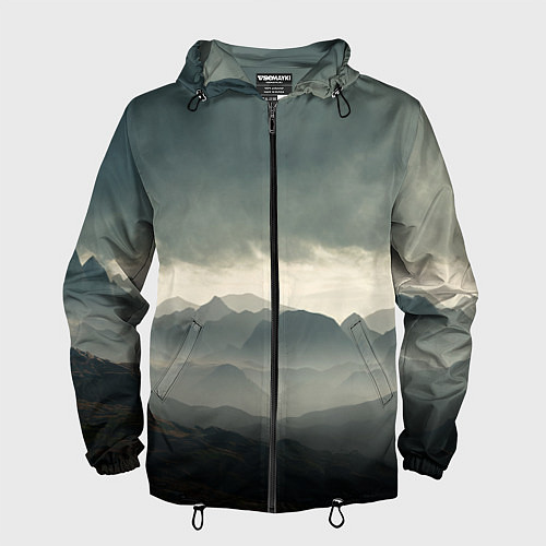 Мужская ветровка Пасмурная погода в горах Пейзаж / 3D-Черный – фото 1