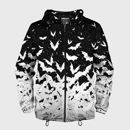 Мужская ветровка Black and white bat pattern / 3D-Черный – фото 1