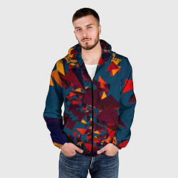 Ветровка с капюшоном мужская Множество тетраэдров в абстракции, цвет: 3D-черный — фото 2