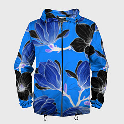Ветровка с капюшоном мужская Растительная композиция - минимализм, цвет: 3D-черный