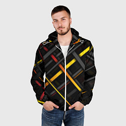 Ветровка с капюшоном мужская Цветные переплетающиеся линии, цвет: 3D-белый — фото 2