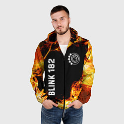 Ветровка с капюшоном мужская Blink 182 и пылающий огонь, цвет: 3D-черный — фото 2