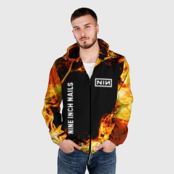 Ветровка с капюшоном мужская Nine Inch Nails и пылающий огонь, цвет: 3D-черный — фото 2