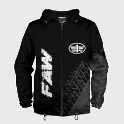 Ветровка с капюшоном мужская FAW speed на темном фоне со следами шин: надпись,, цвет: 3D-черный