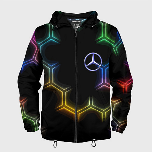 Мужская ветровка Mercedes - neon pattern / 3D-Черный – фото 1