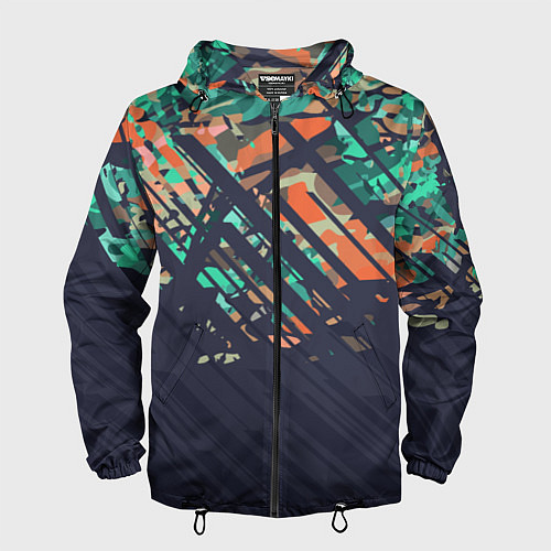 Мужская ветровка Текстурный камуфляж / 3D-Черный – фото 1