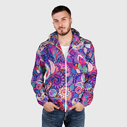 Ветровка с капюшоном мужская Multi-colored colorful patterns, цвет: 3D-белый — фото 2