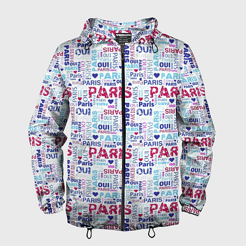 Мужская ветровка Парижская бумага с надписями - текстура / 3D-Черный – фото 1