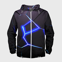 Ветровка с капюшоном мужская Неоновый разлом плит, цвет: 3D-белый