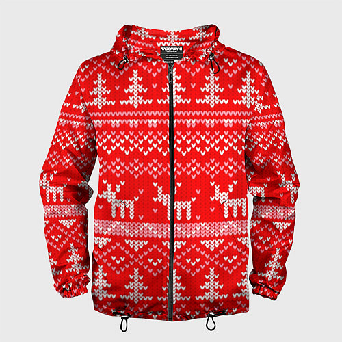 Мужская ветровка Рождественский красный свитер с оленями / 3D-Черный – фото 1
