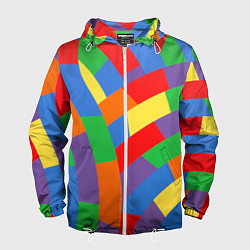Ветровка с капюшоном мужская Разноцветные текстуры и паттерны, цвет: 3D-белый