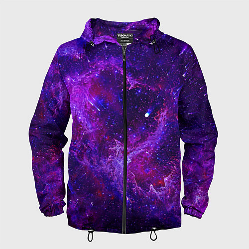 Мужская ветровка Неоновый космос и звезды / 3D-Черный – фото 1