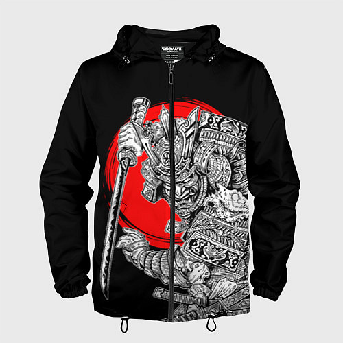 Мужская ветровка Самурай с мечом на черном фоне / 3D-Черный – фото 1