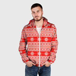 Ветровка с капюшоном мужская New Year snowflake pattern, цвет: 3D-белый — фото 2