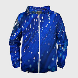 Ветровка с капюшоном мужская Белые пузыри на синем фоне, цвет: 3D-белый
