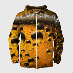 Ветровка с капюшоном мужская Пиво пенное светлое, цвет: 3D-белый