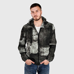 Ветровка с капюшоном мужская Белый и чёрный абстракт, цвет: 3D-черный — фото 2