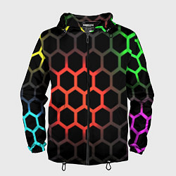 Ветровка с капюшоном мужская Gradient hexagon genshin, цвет: 3D-черный