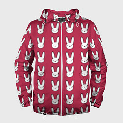 Ветровка с капюшоном мужская Bunny Pattern red, цвет: 3D-белый