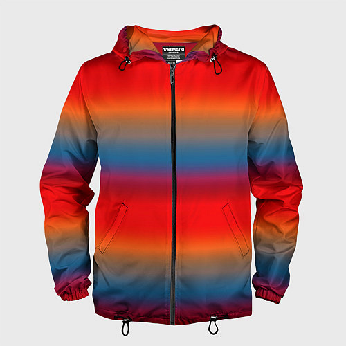 Мужская ветровка Оранжево-синие размытые полосы / 3D-Черный – фото 1