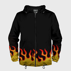 Ветровка с капюшоном мужская Горящее пламя, цвет: 3D-черный