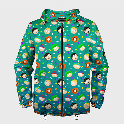 Мужская ветровка Южный Парк - паттерн персонажи / 3D-Черный – фото 1