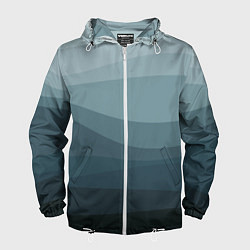 Ветровка с капюшоном мужская Бирюзовые волны, цвет: 3D-белый
