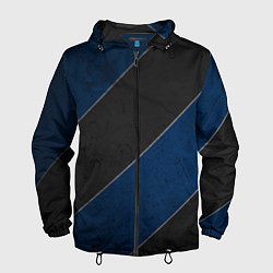 Ветровка с капюшоном мужская Темно-синие линии, цвет: 3D-черный