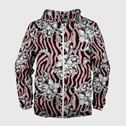 Ветровка с капюшоном мужская Floral pattern - vanguard, цвет: 3D-белый