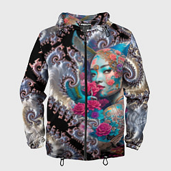 Ветровка с капюшоном мужская Japanese beauty - irezumi, цвет: 3D-черный