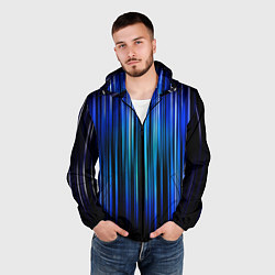 Ветровка с капюшоном мужская Neon line stripes, цвет: 3D-черный — фото 2