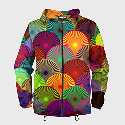 Ветровка с капюшоном мужская Multicolored circles, цвет: 3D-черный