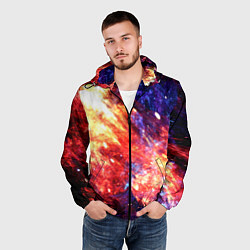 Ветровка с капюшоном мужская Космическое сияние ночь, цвет: 3D-черный — фото 2