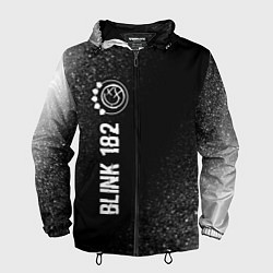 Ветровка с капюшоном мужская Blink 182 glitch на темном фоне: по-вертикали, цвет: 3D-черный