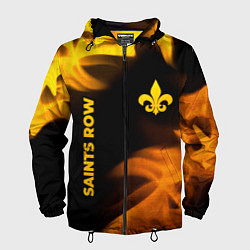 Ветровка с капюшоном мужская Saints Row - gold gradient: надпись, символ, цвет: 3D-черный