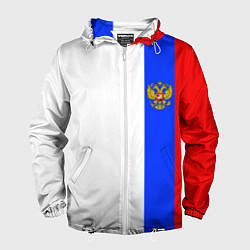 Ветровка с капюшоном мужская Цвета России - герб, цвет: 3D-белый