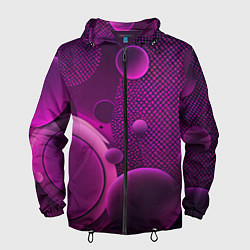 Ветровка с капюшоном мужская Фиолетовые шары, цвет: 3D-черный