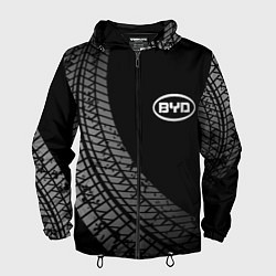 Ветровка с капюшоном мужская BYD tire tracks, цвет: 3D-черный