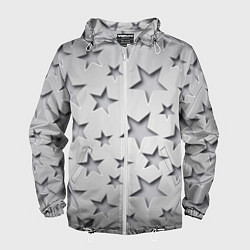 Ветровка с капюшоном мужская Grey stars, цвет: 3D-белый